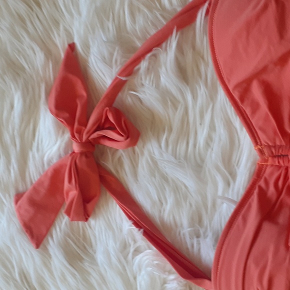 Tommy Bahama Coral/Melon Orange Bow Halter Swimsuit Size 6 - Picture 5 of 8